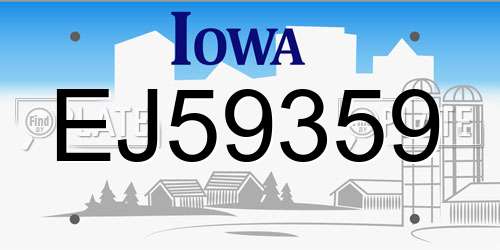 EJ59359 Iowa License Plate