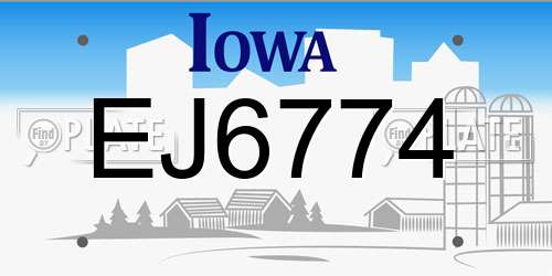EJ6774 Iowa License Plate