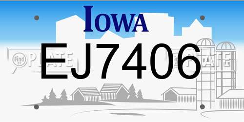 EJ7406 Iowa License Plate
