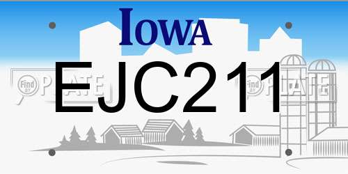 EJC211 Iowa License Plate