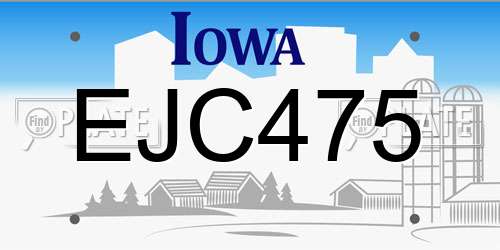 EJC475 Iowa License Plate