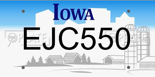 EJC550 Iowa License Plate