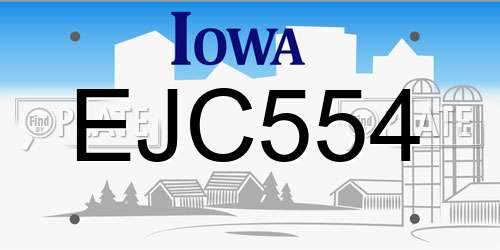 EJC554 Iowa License Plate