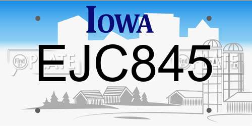 EJC845 Iowa License Plate