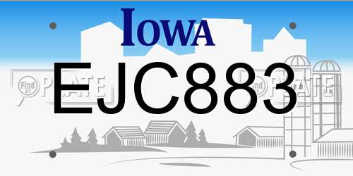 EJC883 Iowa License Plate