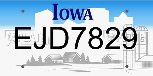 EJD7829 Iowa License Plate