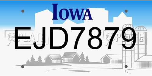 EJD7879 Iowa License Plate