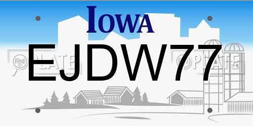 EJDW77 Iowa License Plate