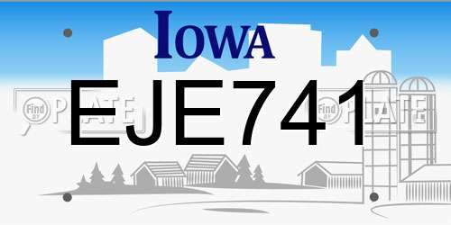 EJE741 Iowa License Plate
