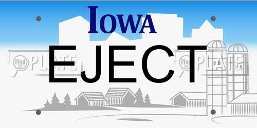 EJECT Iowa License Plate