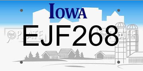 EJF268 Iowa License Plate