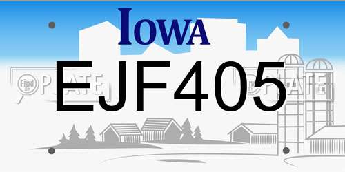 EJF405 Iowa License Plate