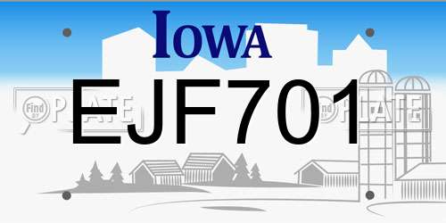 EJF701 Iowa License Plate