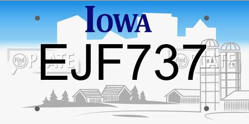 EJF737 Iowa License Plate