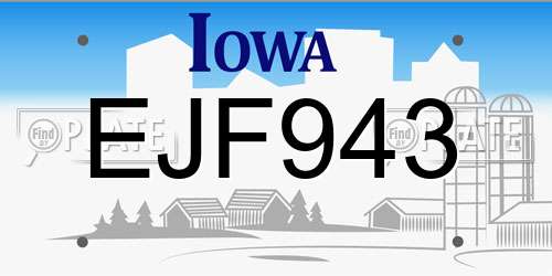 EJF943 Iowa License Plate