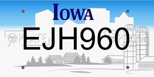 EJH960 Iowa License Plate