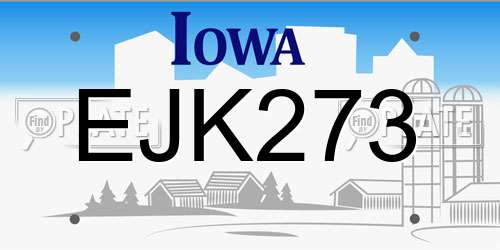 EJK273 Iowa License Plate