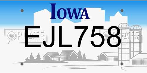 EJL758 Iowa License Plate