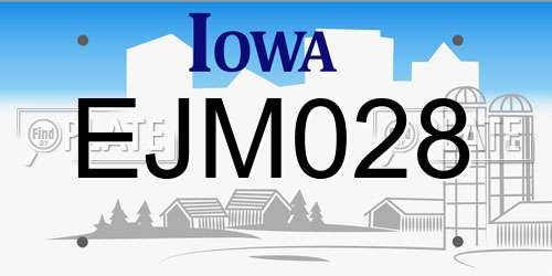 EJM028 Iowa License Plate