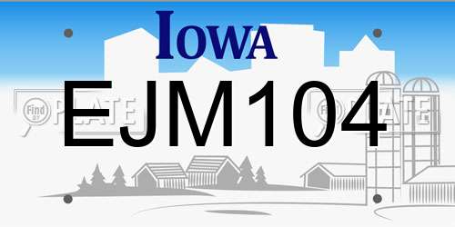 EJM104 Iowa License Plate