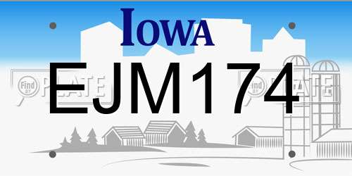 EJM174 Iowa License Plate