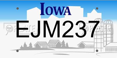 EJM237 Iowa License Plate