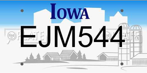 EJM544 Iowa License Plate