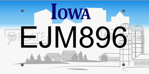 EJM896 Iowa License Plate