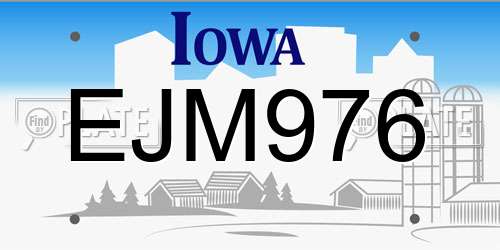 EJM976 Iowa License Plate