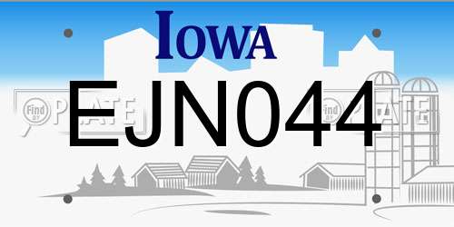 EJN044 Iowa License Plate