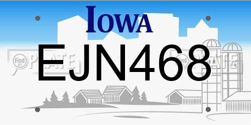 EJN468 Iowa License Plate