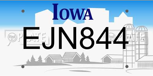 EJN844 Iowa License Plate