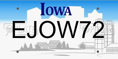 EJOW72 Iowa License Plate