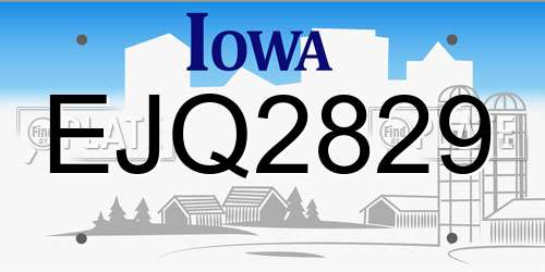 EJQ2829 Iowa License Plate