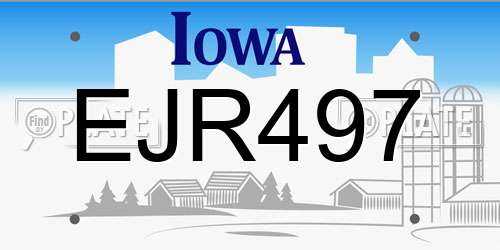 EJR497 Iowa License Plate
