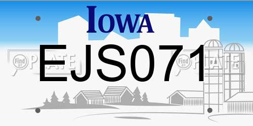 EJS071 Iowa License Plate