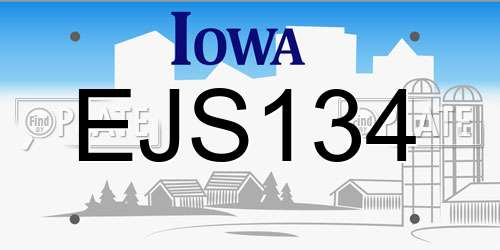 EJS134 Iowa License Plate