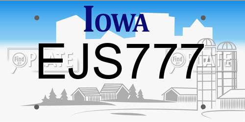 EJS777 Iowa License Plate
