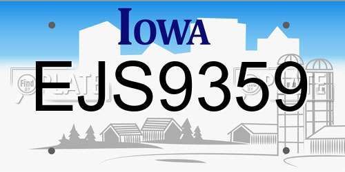 EJS9359 Iowa License Plate