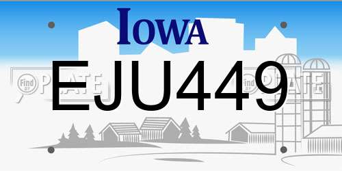 EJU449 Iowa License Plate