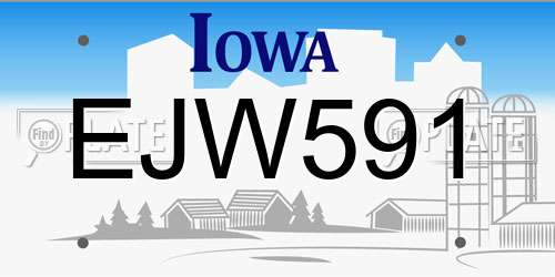 EJW591 Iowa License Plate