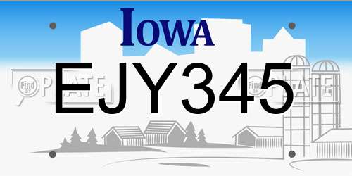 EJY345 Iowa License Plate