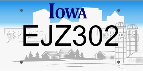 EJZ302 Iowa License Plate