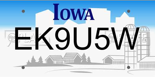 EK9U5W Iowa License Plate
