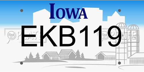 EKB119 Iowa License Plate