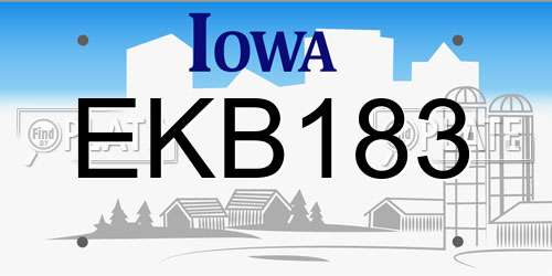 EKB183 Iowa License Plate