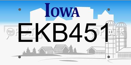 EKB451 Iowa License Plate