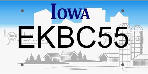 EKBC55 Iowa License Plate