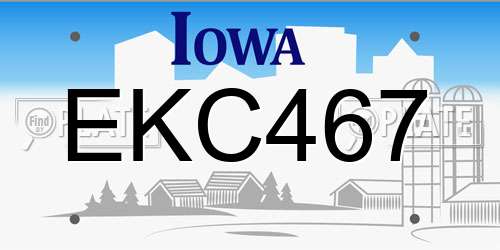 EKC467 Iowa License Plate