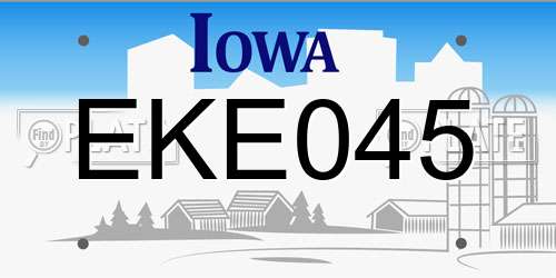EKE045 Iowa License Plate